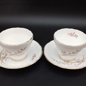 Pair of Regency Vintage Tea Cups and Saucers